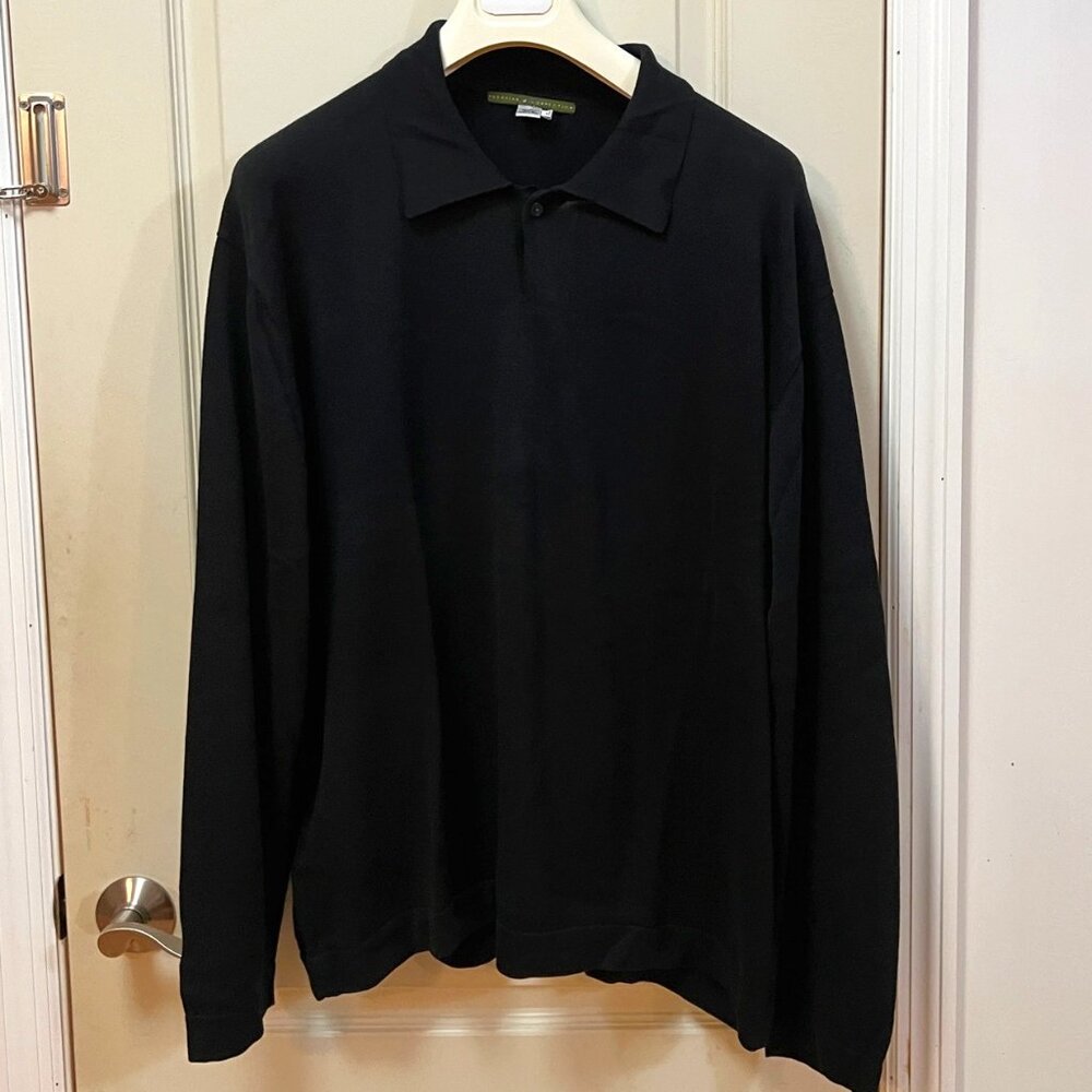 Peruvian Connection Men's Size XL 100% Pima Cotton L/S Shirt. Black